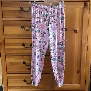 FRIENDS Pink Lounge Pants with Multicolor Icons